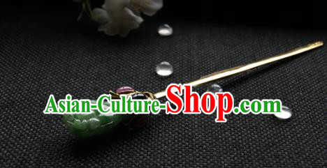 Chinese Ancient Ming Dynasty Jade Hairpins Hair Clip Traditional Hanfu Hair Accessories for Women