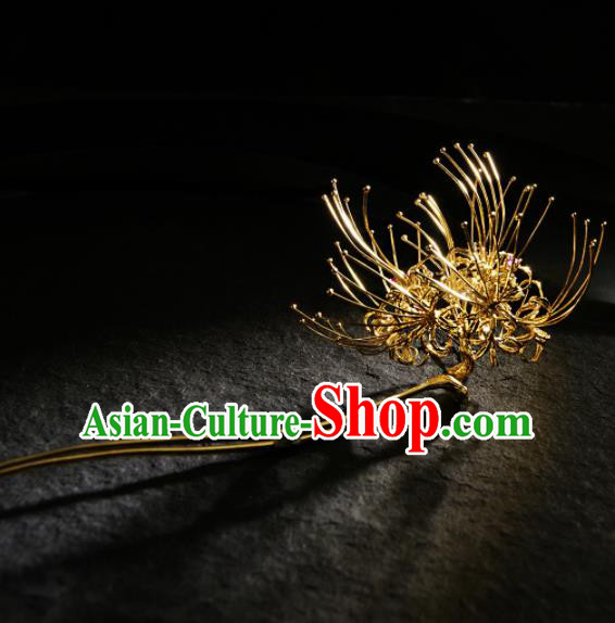 Chinese Ancient Ming Dynasty Golden Manjusaka Hairpins Hair Clip Traditional Hanfu Hair Accessories for Women