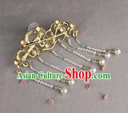 Chinese Ancient Ming Dynasty Tassel Hairpins Hair Claw Traditional Hanfu Hair Accessories for Women