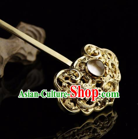 Chinese Ancient Ming Dynasty Golden Hairpins Court Hair Clip Traditional Hanfu Hair Accessories for Women