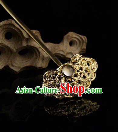Chinese Ancient Ming Dynasty Golden Hairpins Court Hair Clip Traditional Hanfu Hair Accessories for Women