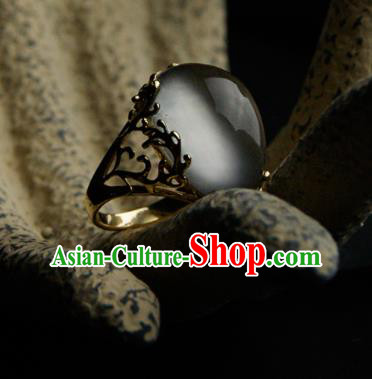 Chinese Ancient Court Opal Ring Traditional Princess Hanfu Jewelry Accessories for Women