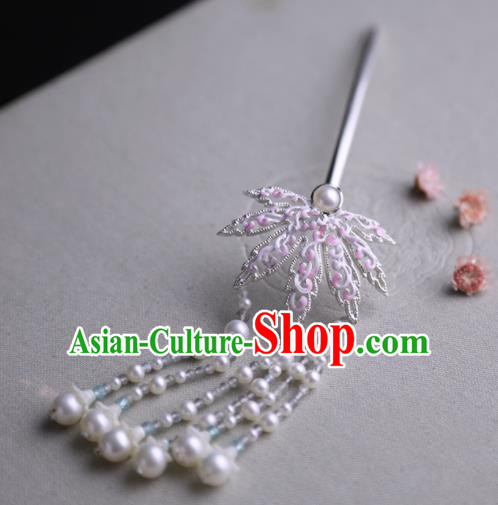 Chinese Ancient Princess Maple Leaf Tassel Hairpins Traditional Hanfu Hair Clip Hair Accessories for Women