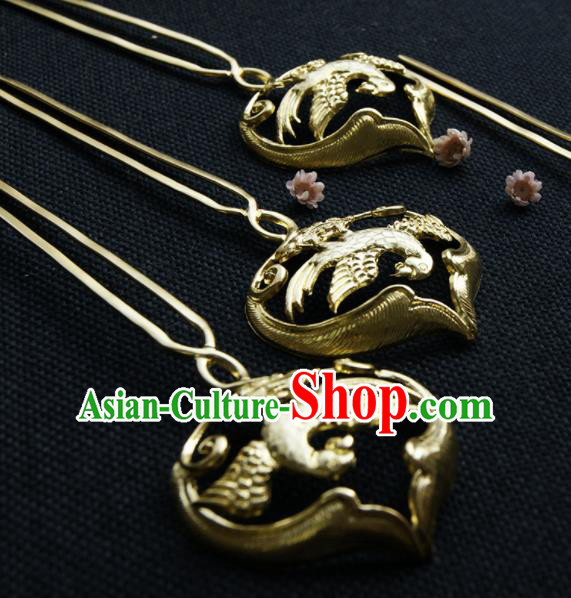 Chinese Ancient Tang Dynasty Queen Golden Parrot Hairpins Traditional Hanfu Hair Accessories for Women