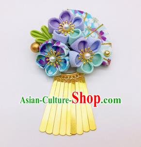 Japanese Geisha Courtesan Kimono Purple Sakura Hair Claw Hairpins Traditional Yamato Hair Accessories for Women