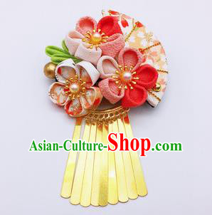 Japanese Geisha Courtesan Kimono Pink Sakura Hair Claw Hairpins Traditional Yamato Hair Accessories for Women