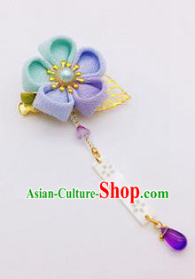 Japanese Geisha Courtesan Kimono Blue Plum Hair Claw Hairpins Traditional Yamato Hair Accessories for Women