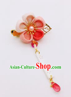 Japanese Geisha Courtesan Kimono Pink Plum Hair Claw Hairpins Traditional Yamato Hair Accessories for Women