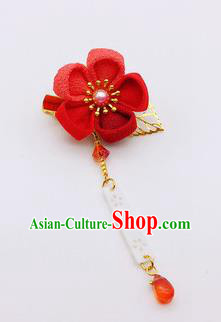 Japanese Geisha Courtesan Kimono Red Plum Hair Claw Hairpins Traditional Yamato Hair Accessories for Women