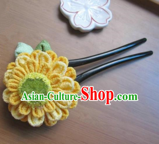 Japanese Geisha Courtesan Sunflower Hair Clip Hairpins Traditional Yamato Kimono Hair Accessories for Women