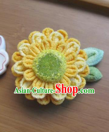 Japanese Geisha Courtesan Sunflower Hair Stick Hairpins Traditional Yamato Kimono Hair Accessories for Women