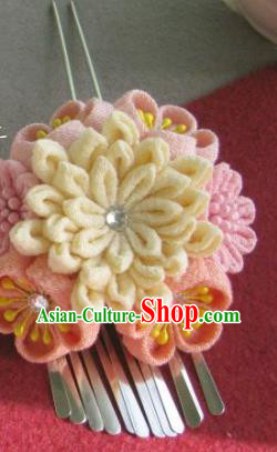 Japanese Geisha Courtesan Chrysanthemum Hairpin Traditional Yamato Kimono Hair Accessories for Women