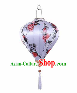 Chinese Traditional Silk Hanging Lantern New Year Handmade Painting Peony Palace Lanterns