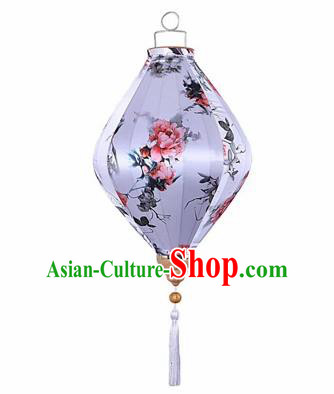 Chinese Traditional Silk Brilliant Hanging Lantern New Year Handmade Painting Peony Palace Lanterns