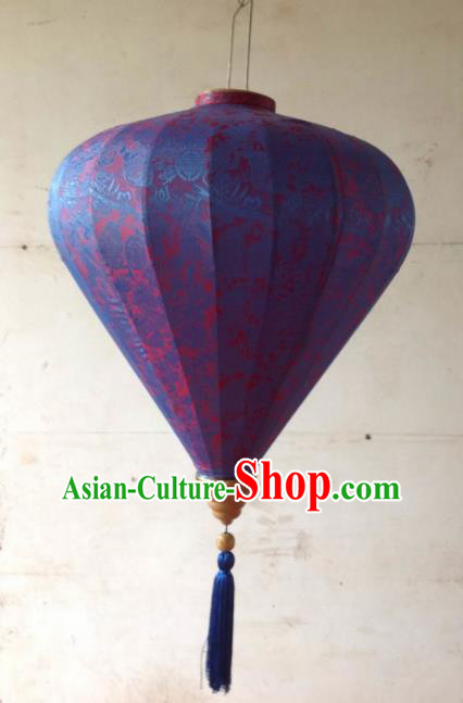 Chinese Traditional Purple Hanging Lantern New Year Handmade Painting Peony Palace Lanterns