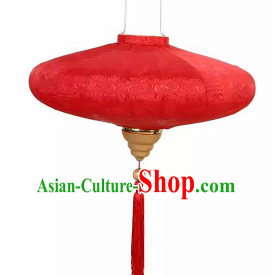 Chinese Traditional Red Saucer Shaped Hanging Lantern Wedding Handmade Palace Lanterns