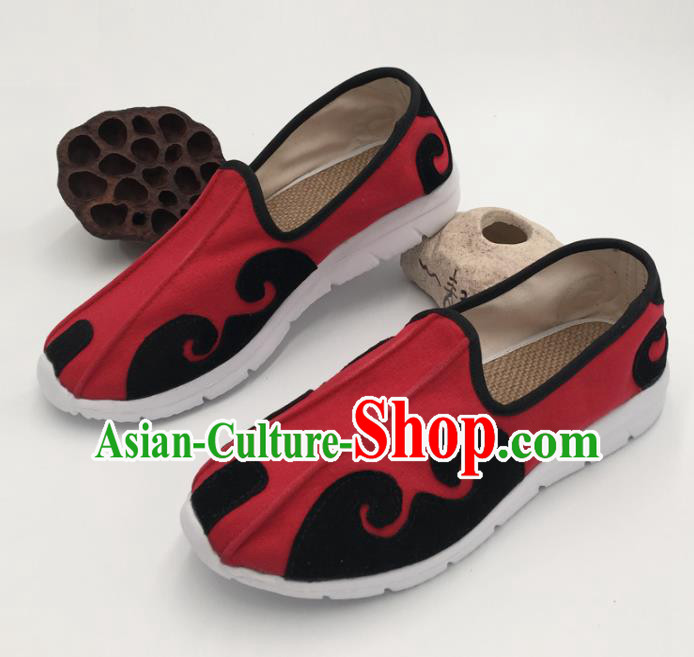 Chinese Handmade Traditional Martial Arts Kung Fu Red Shoes Tai Chi Taoist Priest Shoes for Men