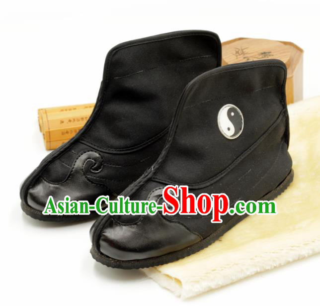 Chinese Handmade Traditional Martial Arts Black Boots Tai Chi Kung Fu Shoes for Men