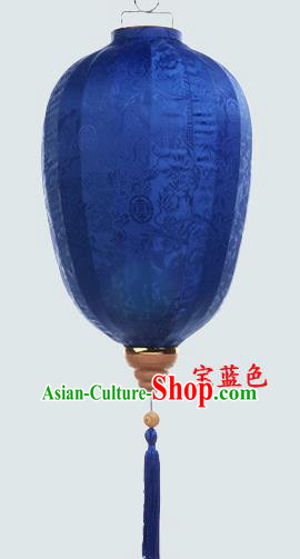 Chinese Traditional New Year Royal Blue Hanging Lantern Wedding Handmade Palace Lanterns