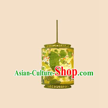 Chinese Traditional Spring Festival Painting Lotus Hanging Lantern Handmade Palace Lanterns