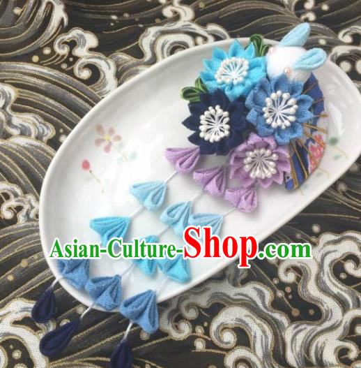 Japanese Geisha Courtesan Kimono Sakura Tassel Hair Claw Hairpins Traditional Yamato Hair Accessories for Women