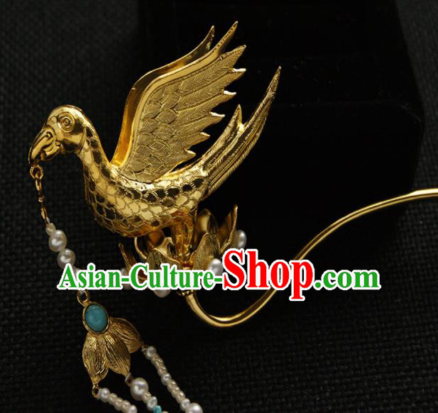 Chinese Ancient Tang Dynasty Queen Parrot Hairpins Tassel Step Shake Traditional Hanfu Hair Accessories for Women