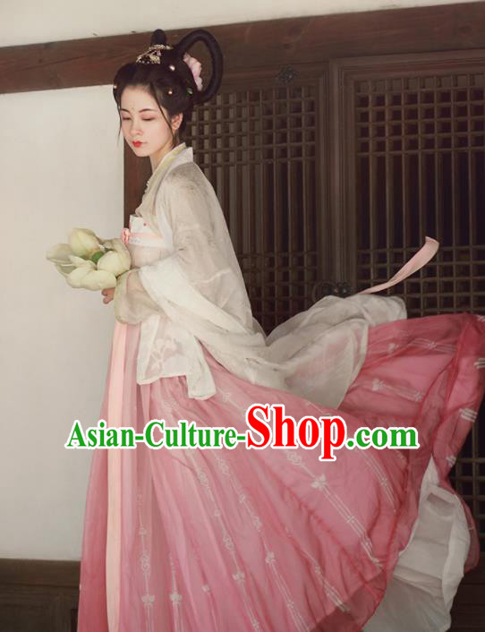 Chinese Traditional Tang Dynasty Imperial Consort Replica Costumes Ancient Palace Princess Hanfu Dress for Women