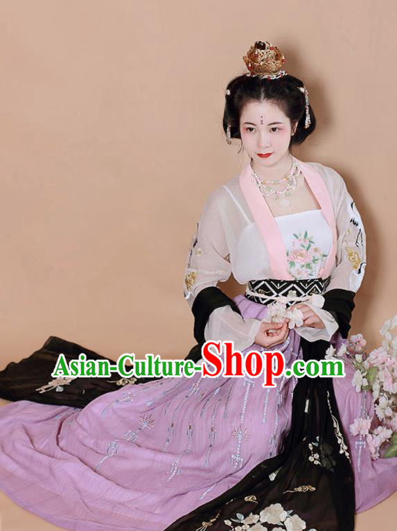 Chinese Traditional Tang Dynasty Court Lady Replica Costumes Ancient Las Meninas Hanfu Dress for Women