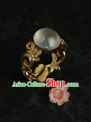 Chinese Ancient Court Opal Ring Traditional Princess Hanfu Jewelry Accessories for Women