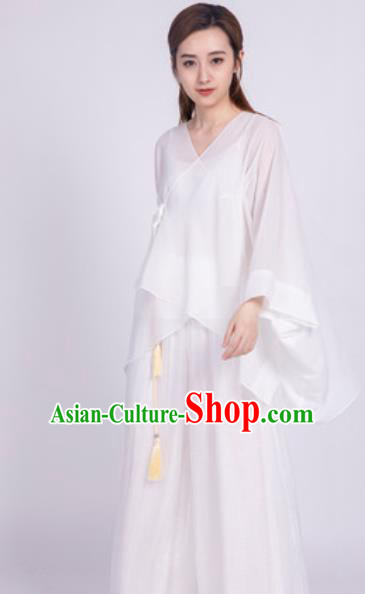 Chinese Traditional Martial Arts White Costumes Tai Chi Competition Clothing for Women