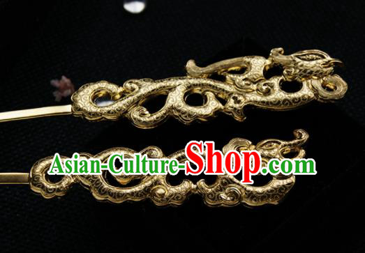 Chinese Ancient Tang Dynasty Queen Golden Phoenix Hairpins Traditional Hanfu Hair Accessories for Women