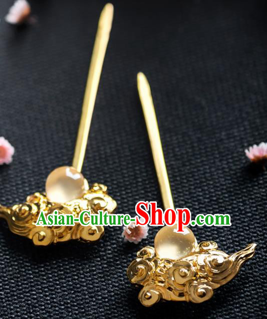 Chinese Ancient Tang Dynasty Queen Opal Cloud Hairpins Traditional Hanfu Hair Accessories for Women