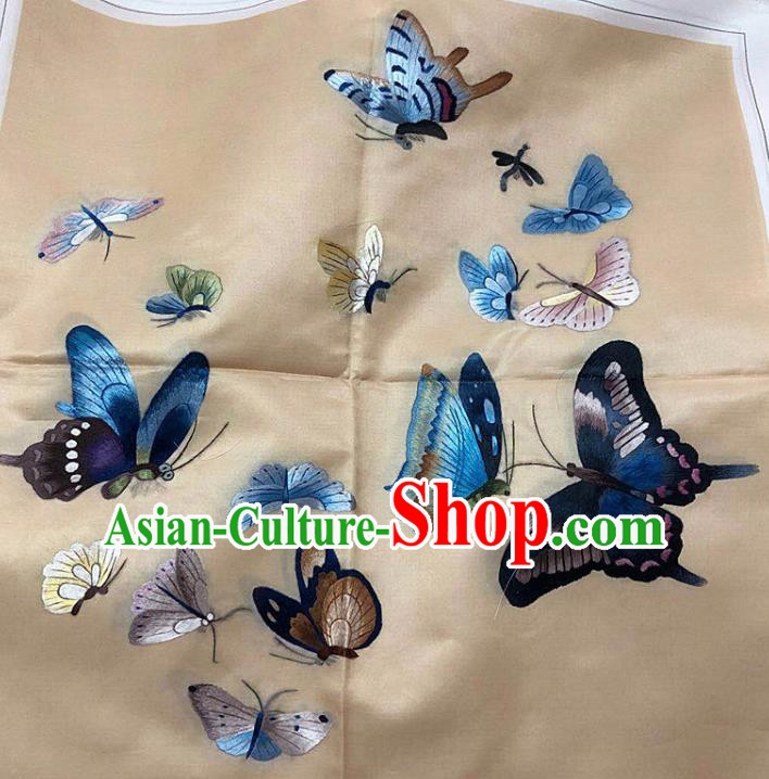 Chinese Handmade Embroidered Butterfly Silk Fabric Patch Traditional Embroidery Craft