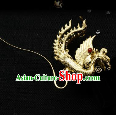 Chinese Ancient Ming Dynasty Queen Phoenix Hairpins Golden Hair Clip Traditional Hanfu Hair Accessories for Women