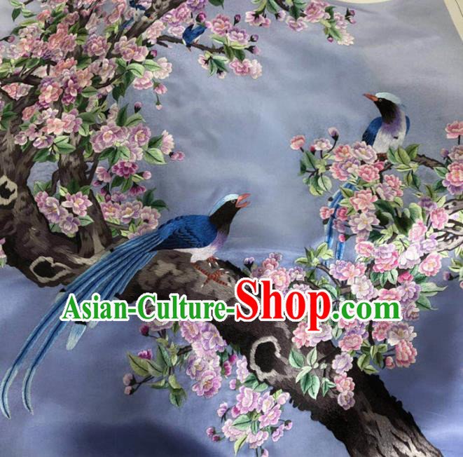 Chinese Handmade Embroidered Begonia Birds Silk Fabric Patch Traditional Embroidery Craft