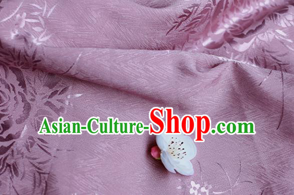 Traditional Chinese Royal Peony Pattern Design Violet Brocade Silk Fabric Asian Satin Material