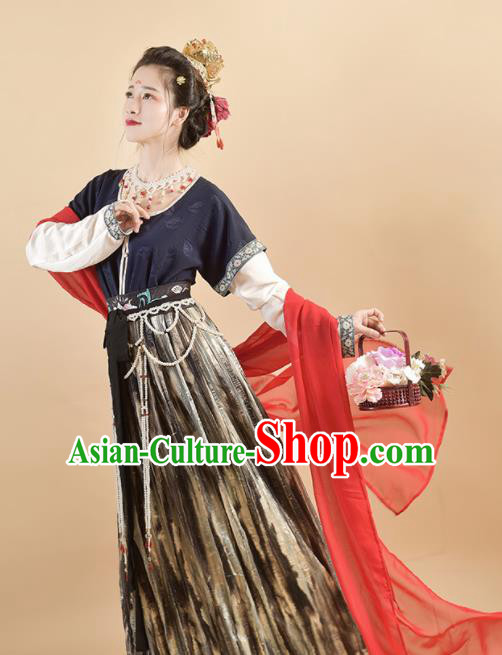 Chinese Traditional Tang Dynasty Palace Princess Replica Costumes Ancient Apsaras Flying Hanfu Dress for Women