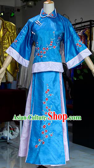 Chinese Ancient Drama Court Lady Blue Costumes Traditional Qing Dynasty Young Mistress Dress for Women