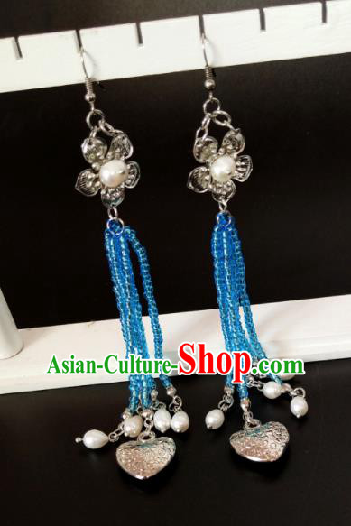 Chinese Ancient Hanfu Tassel Earrings Traditional Handmade Ear Accessories for Women