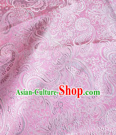 Traditional Chinese Royal Loquat Flower Pattern Design Pink Brocade Silk Fabric Asian Satin Material