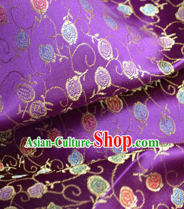 Traditional Chinese Royal Flowers Vine Pattern Design Purple Brocade Silk Fabric Asian Satin Material