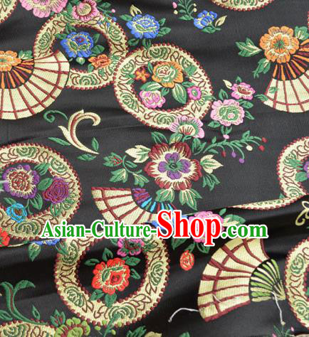 Traditional Chinese Royal Pattern Design Black Brocade Silk Fabric Asian Satin Material