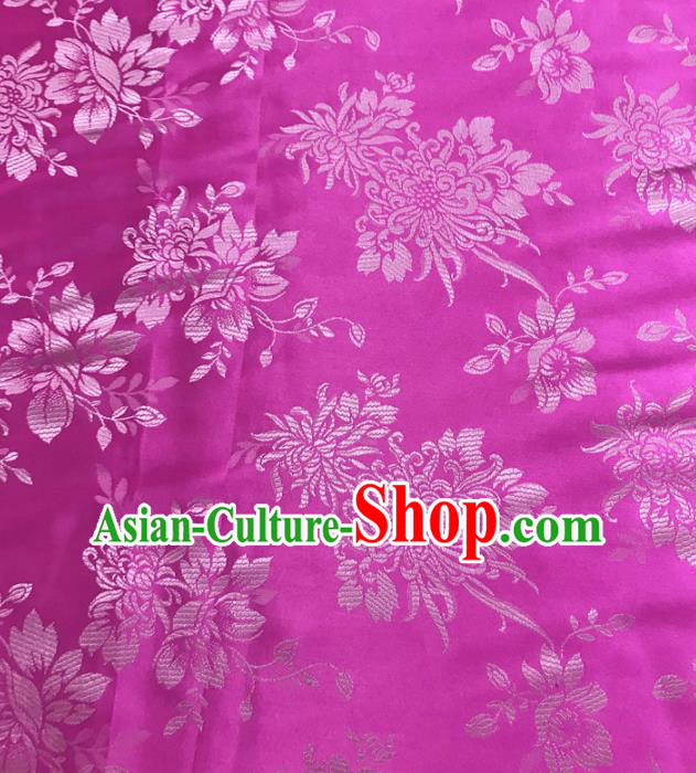 Traditional Chinese Royal Chrysanthemum Pattern Design Rosy Brocade Silk Fabric Asian Satin Material