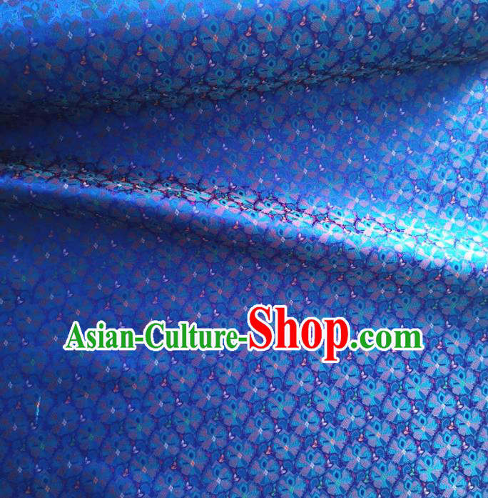 Traditional Chinese Royal Plum Pattern Design Royalblue Brocade Silk Fabric Asian Satin Material