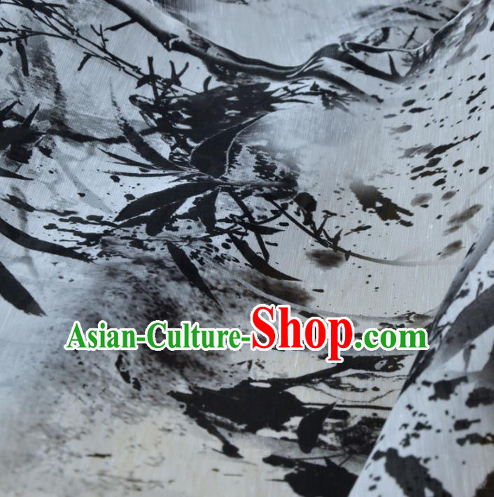 Chinese Traditional Ink Painting Pattern Design Silk Fabric Brocade Asian Satin Material