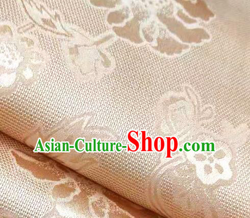 Chinese Traditional Peony Pattern Design Light Pink Satin Brocade Fabric Asian Silk Material