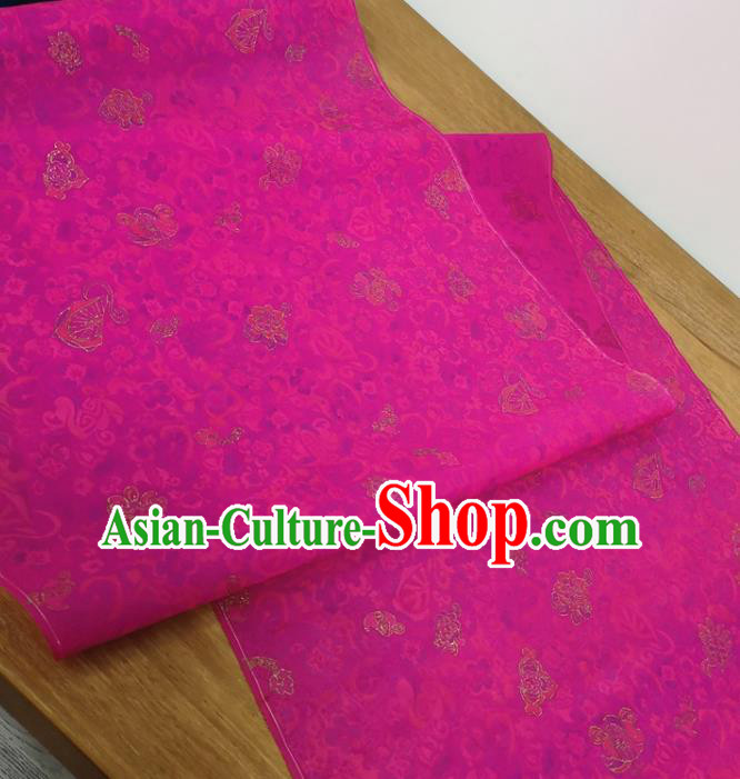 Traditional Chinese Royal Pattern Design Rosy Silk Fabric Brocade Asian Satin Material