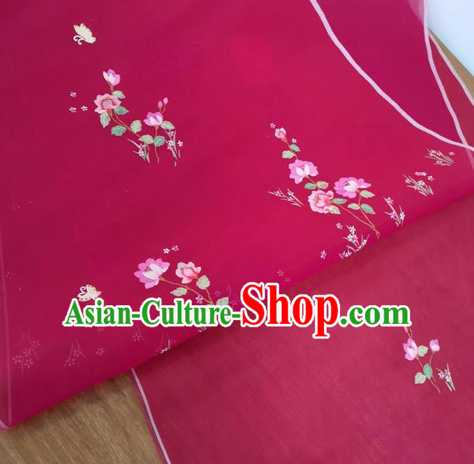 Traditional Chinese Royal Lotus Pattern Design Rosy Silk Fabric Brocade Asian Satin Material