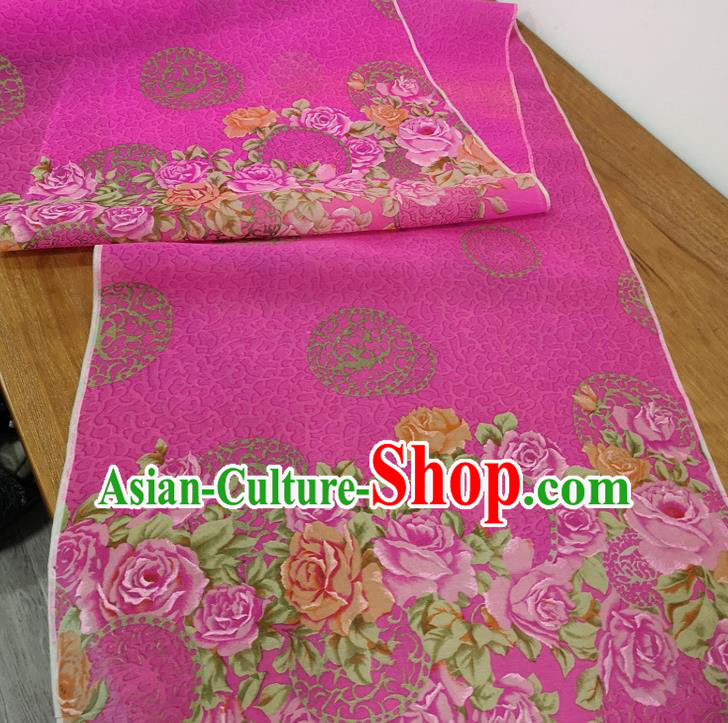 Traditional Chinese Royal Roses Pattern Design Rosy Silk Fabric Brocade Asian Satin Material