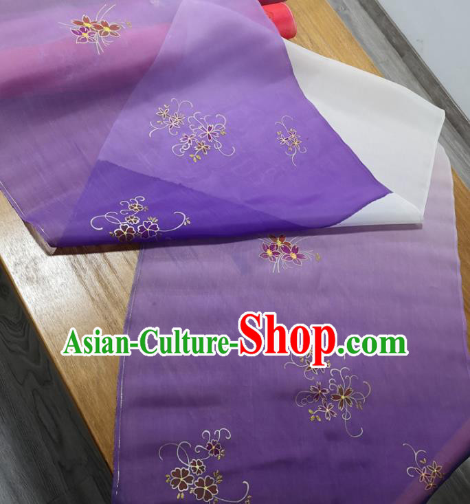 Traditional Chinese Royal Cherry Blossom Pattern Design Purple Silk Fabric Brocade Asian Satin Material